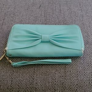Mint Bow Wallet Clutch